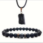 Black natural Tourmaline pendant & bracelet set