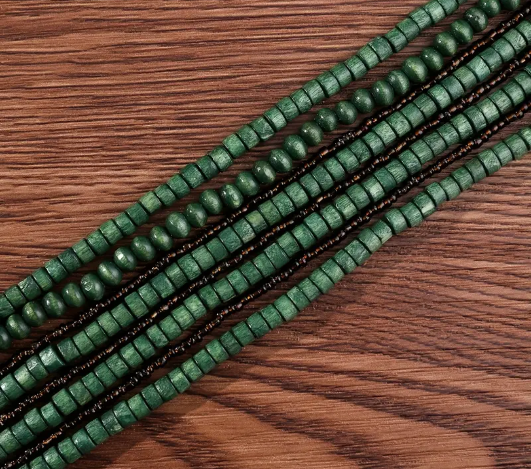 Boho green necklace